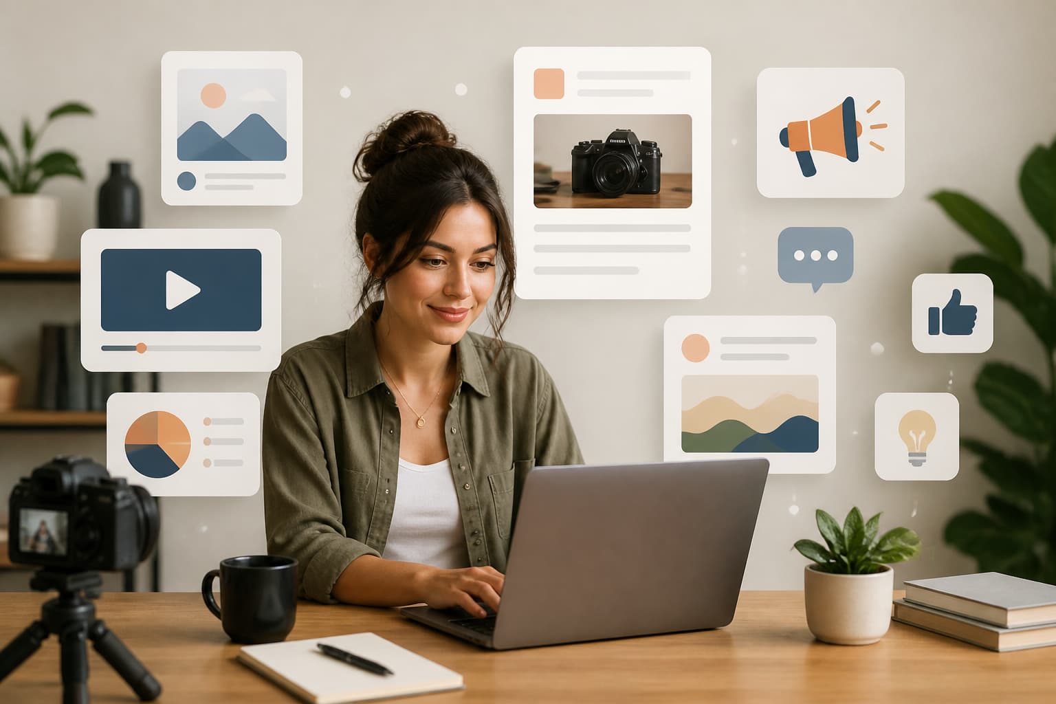 Content planning dashboard with publishing, audience, and growth indicators