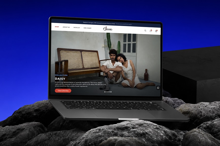 Suee - eCommerce store designed to showcase handcrafted cotton fashion