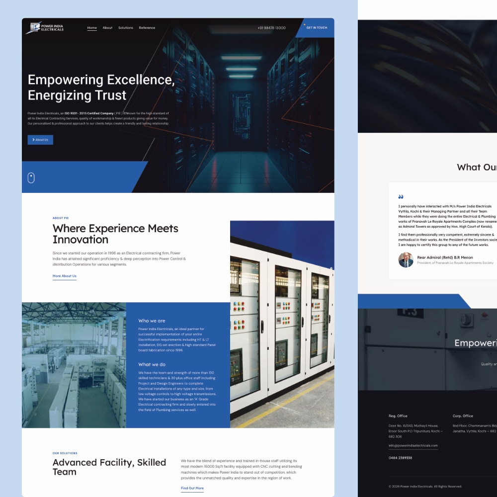 Power India Electricals - WordPress business website for electrical contracting and infrastructure solutions