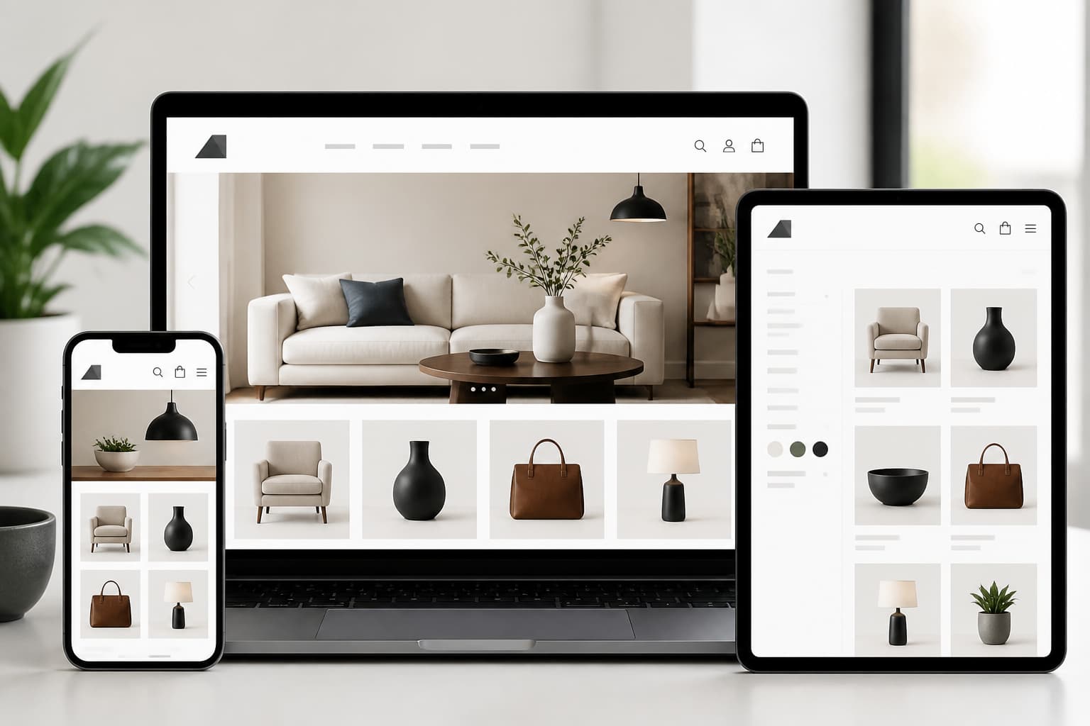 BigCommerce ecommerce interface with product, cart, and operations icons