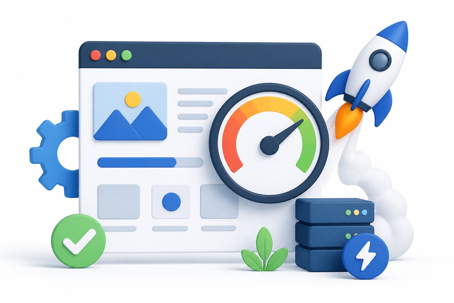 Page speed optimization dashboard with loading and performance metrics
