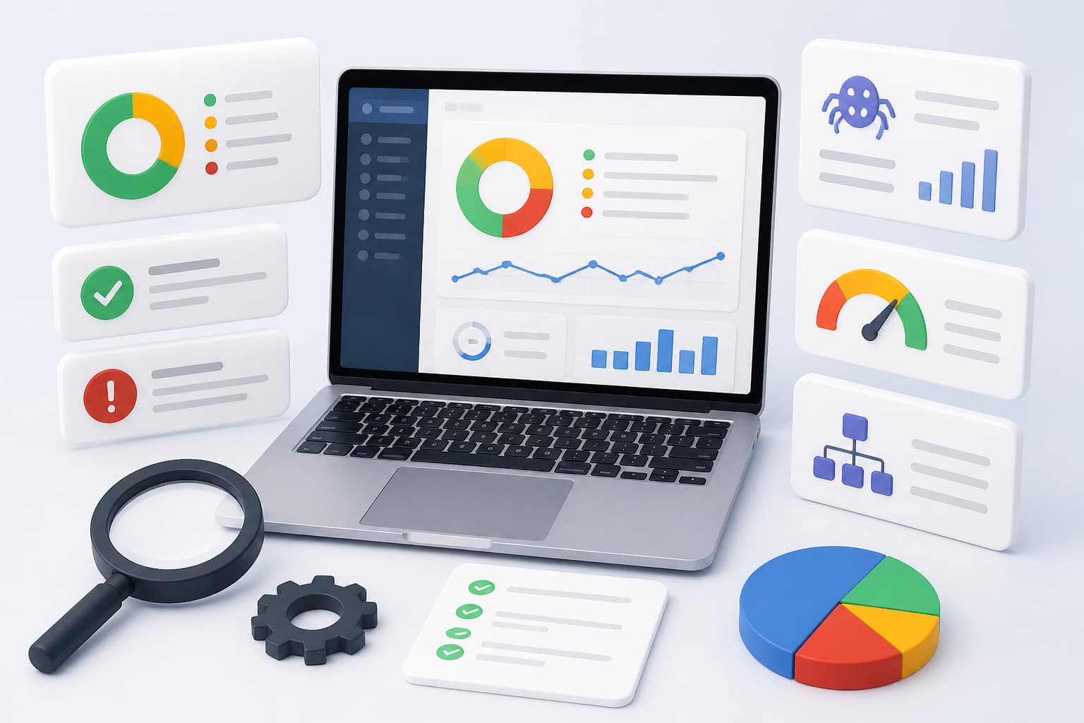 SEO audit report with indexability, crawl, and visibility indicators
