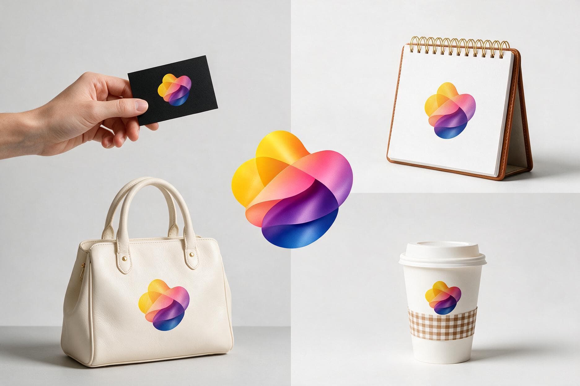 Visual identity system with coordinated brand elements and design assets