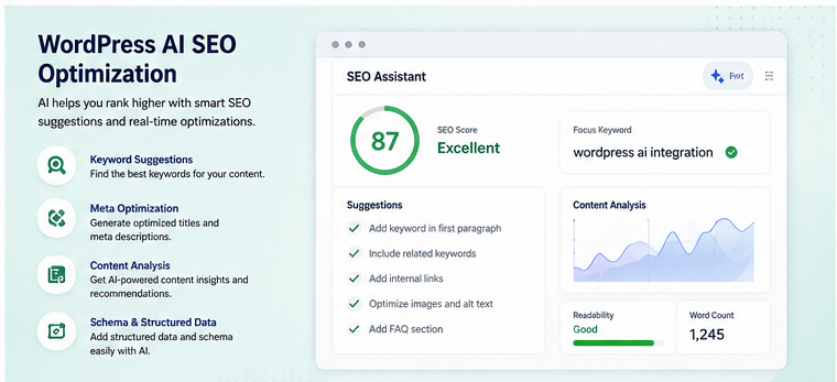 WordPress AI SEO Optimization WordPress AI SEO optimization for content metadata and search visibility