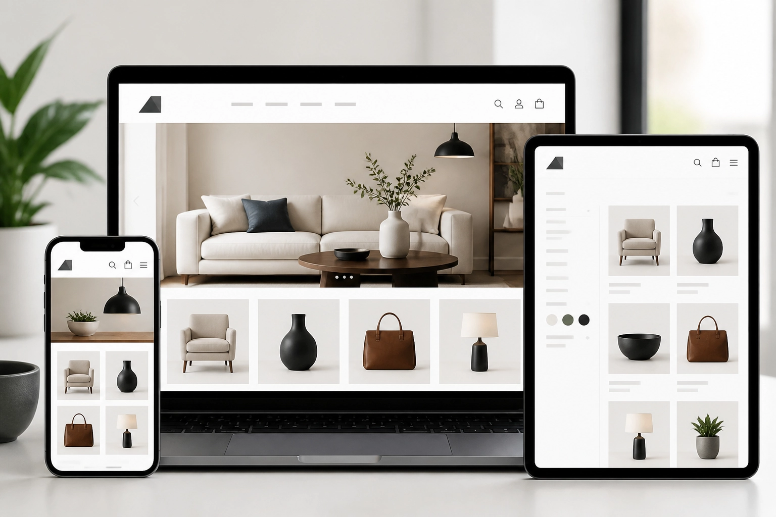 BigCommerce ecommerce interface with product, cart, and operations icons