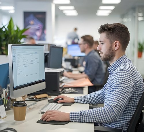 Developer coding responsive eCommerce website