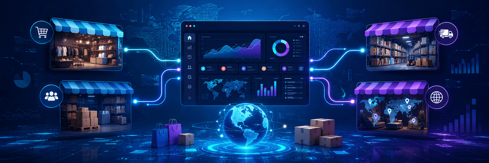 One ecommerce backend connected to multiple storefronts for retail, wholesale, distributors, and regional buyers